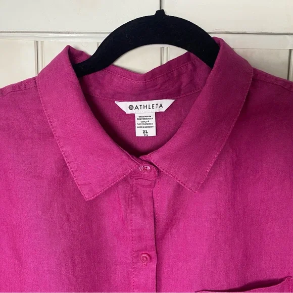 Athleta Retreat Linen Top Iceland Pink Size XL Oversized - Picture 3 of 12
